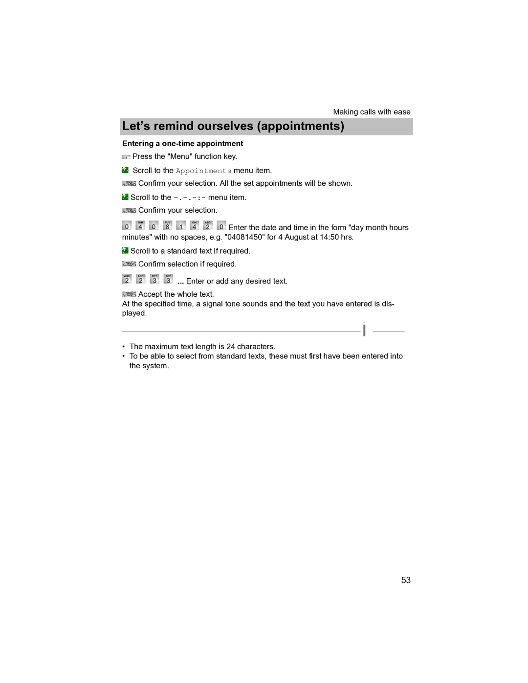 Avaya T3 (IP) Compact manual Entering a one-time appointment 