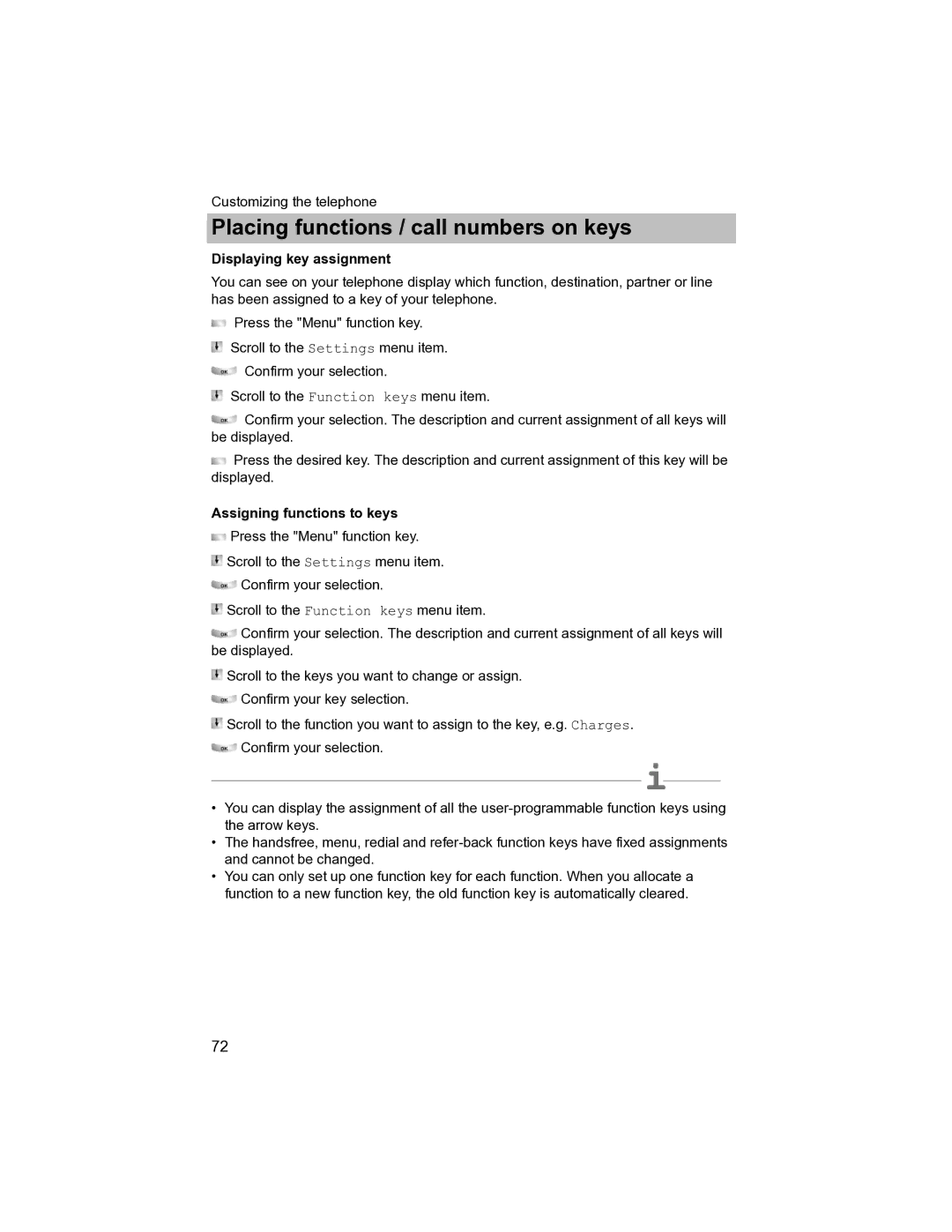 Avaya T3 (IP) Compact manual Displaying key assignment, Assigning functions to keys 