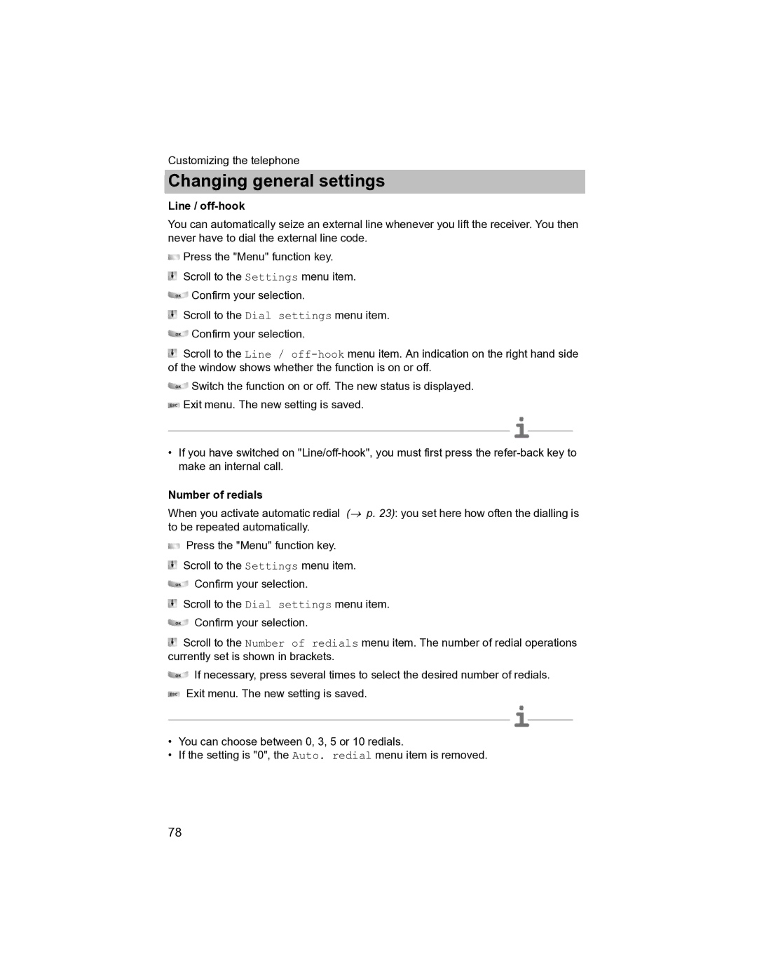 Avaya T3 (IP) Compact manual Line / off-hook, Number of redials 