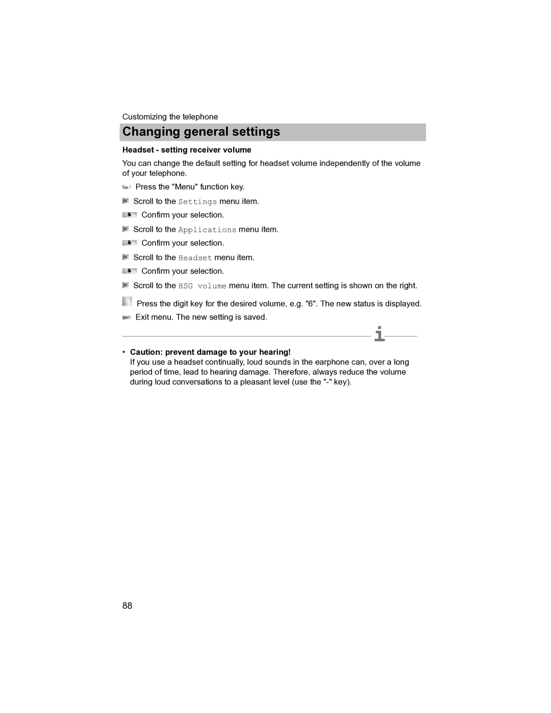 Avaya T3 (IP) Compact manual Headset setting receiver volume 