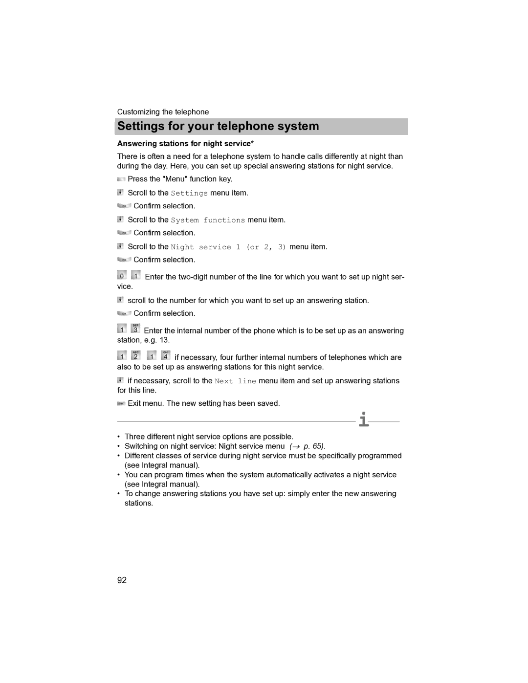 Avaya T3 (IP) Compact manual Answering stations for night service 