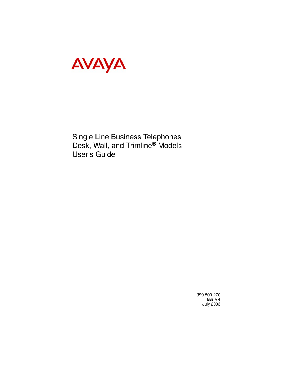 Avaya Wall, Trimline, Desk manual Issue 4 July 