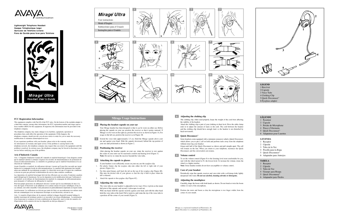 Avaya Ultra warranty Mirage Usage Instructions 