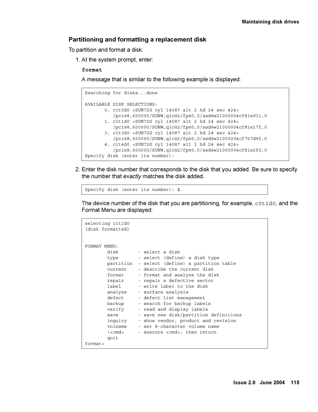 Avaya V880 manual Partitioning and formatting a replacement disk 