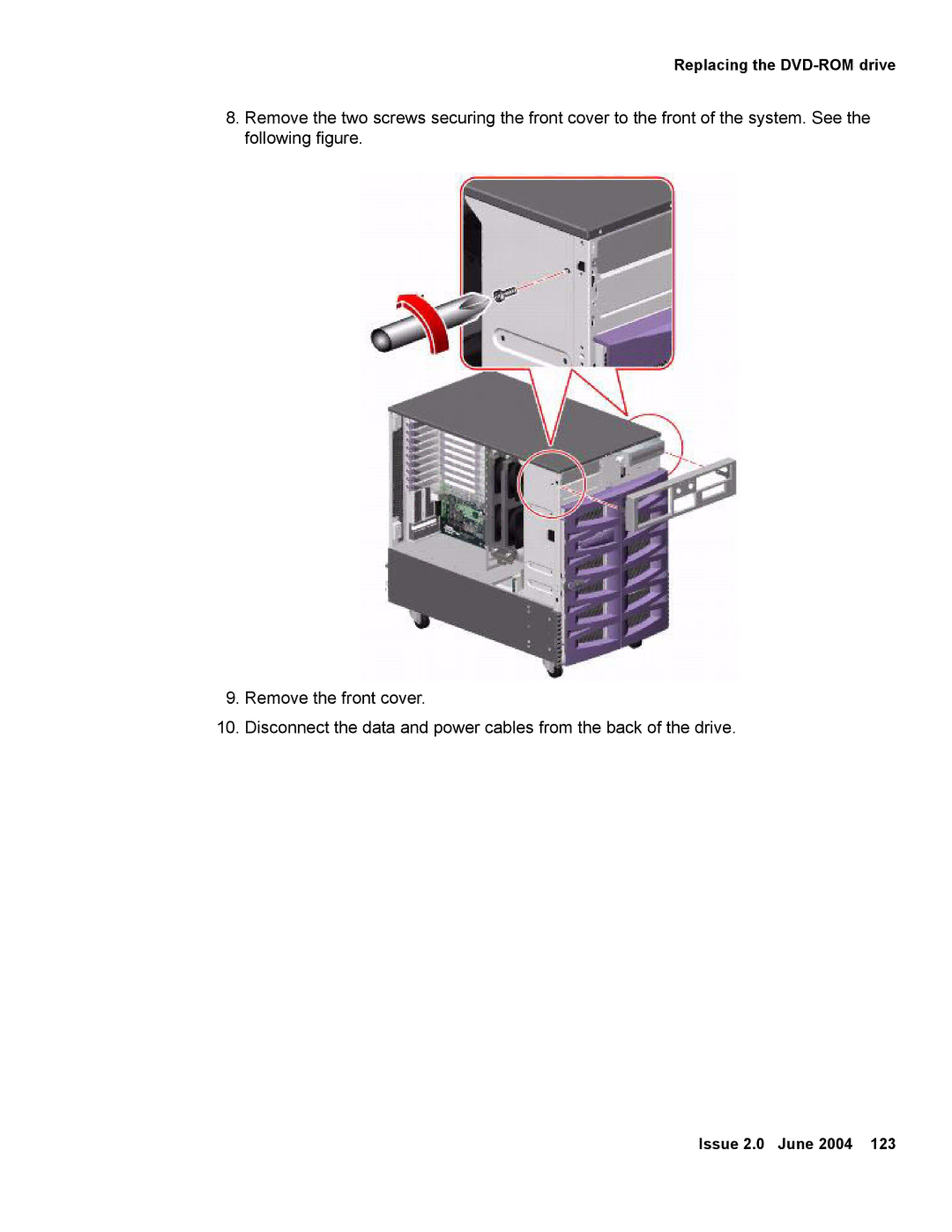 Avaya V880 manual Replacing the DVD-ROM drive 