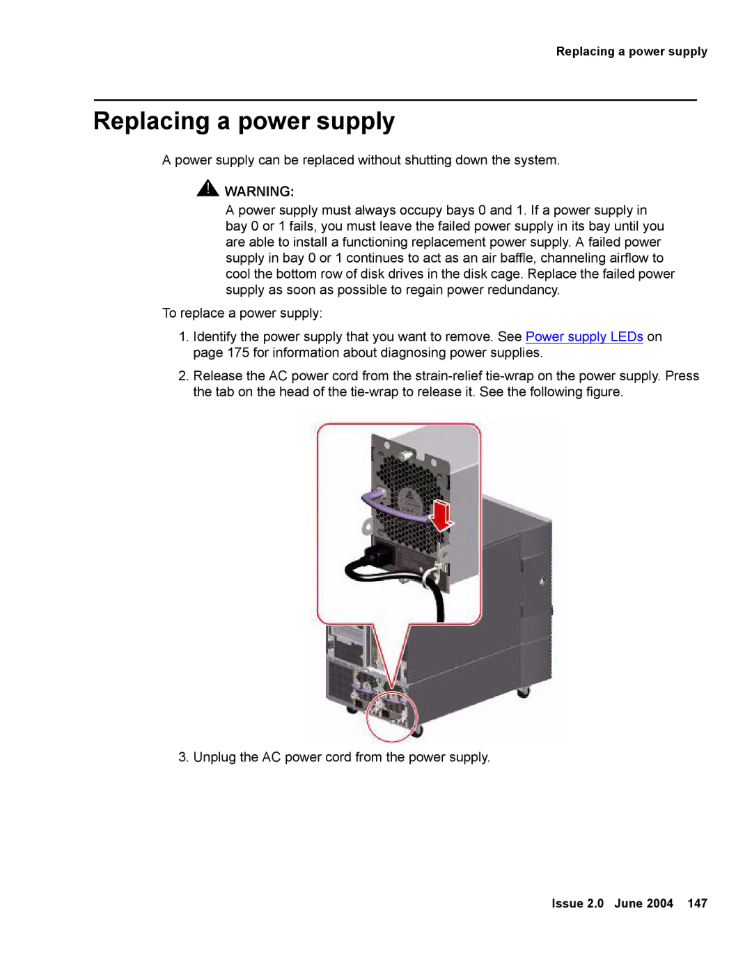 Avaya V880 manual Replacing a power supply 