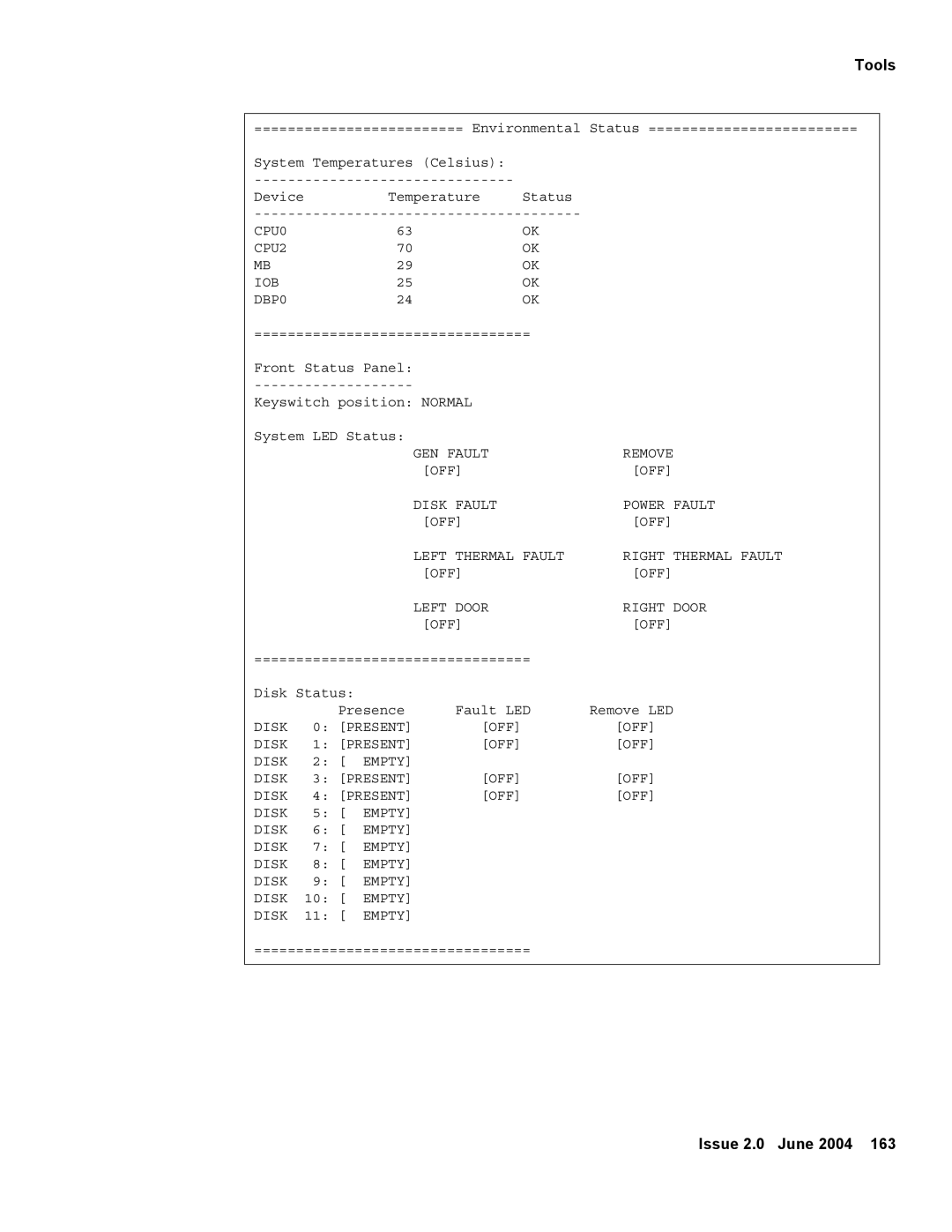 Avaya V880 manual Disk Present OFF Empty 