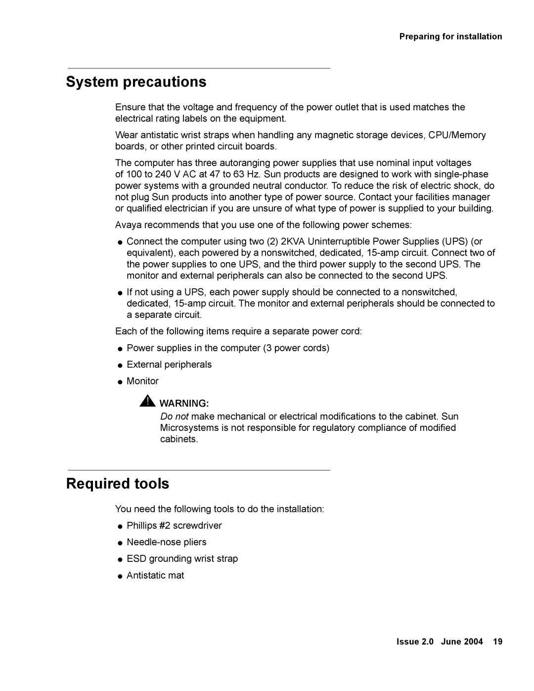 Avaya V880 manual System precautions, Required tools 