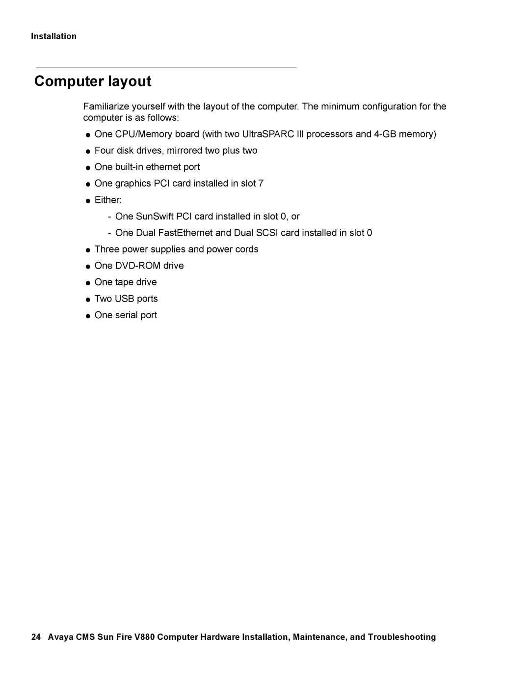 Avaya V880 manual Computer layout 