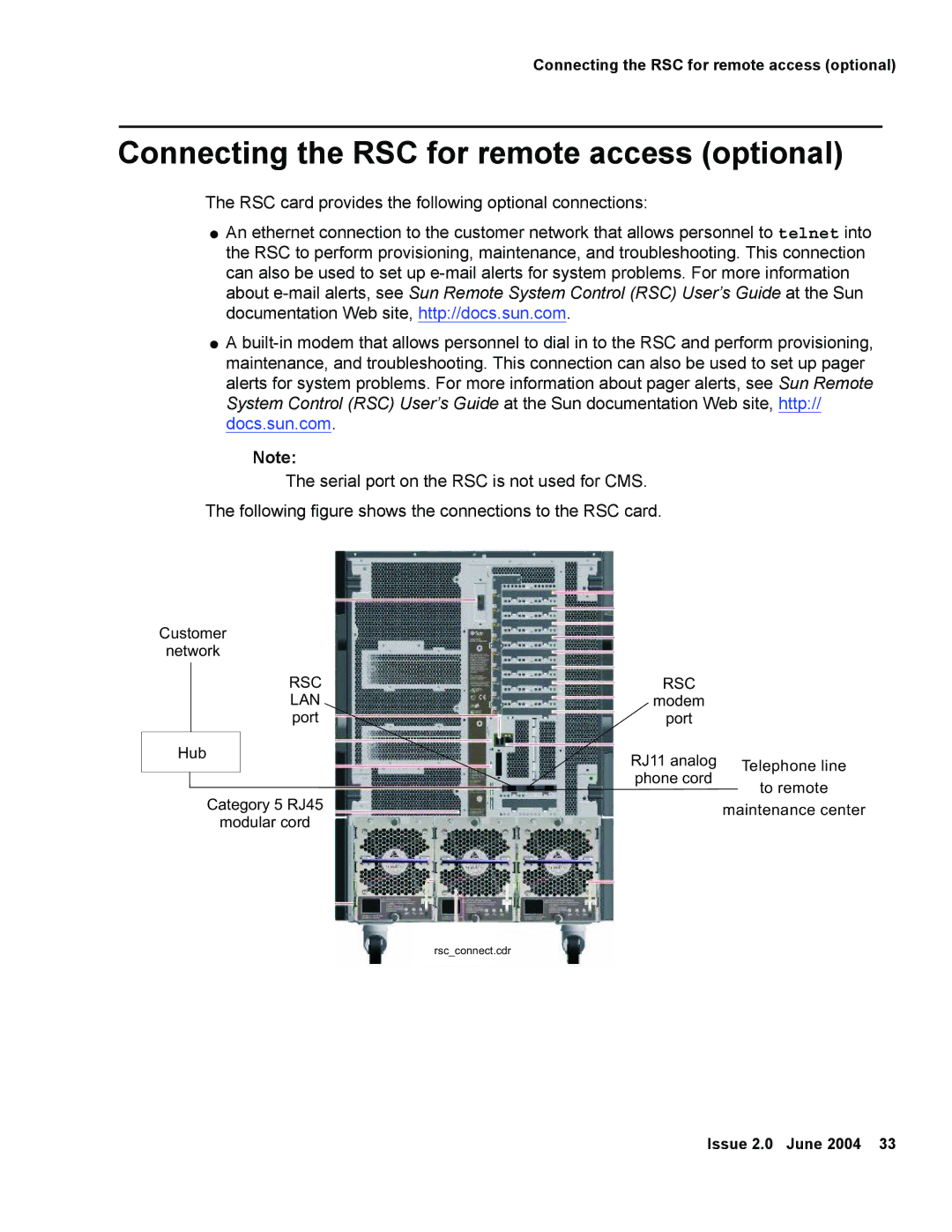 Avaya V880 manual Connecting the RSC for remote access optional, Rsc Lan 