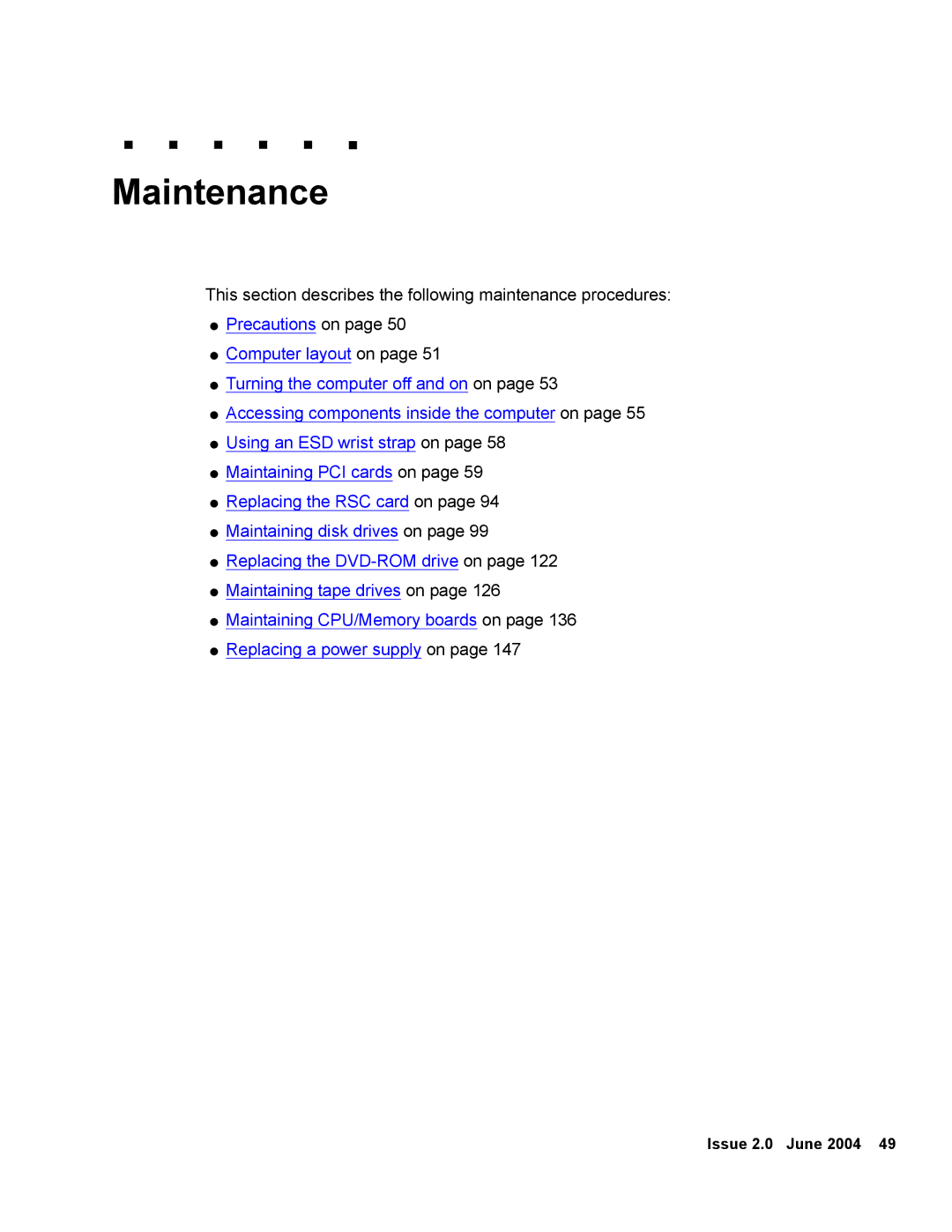 Avaya V880 manual Maintenance 