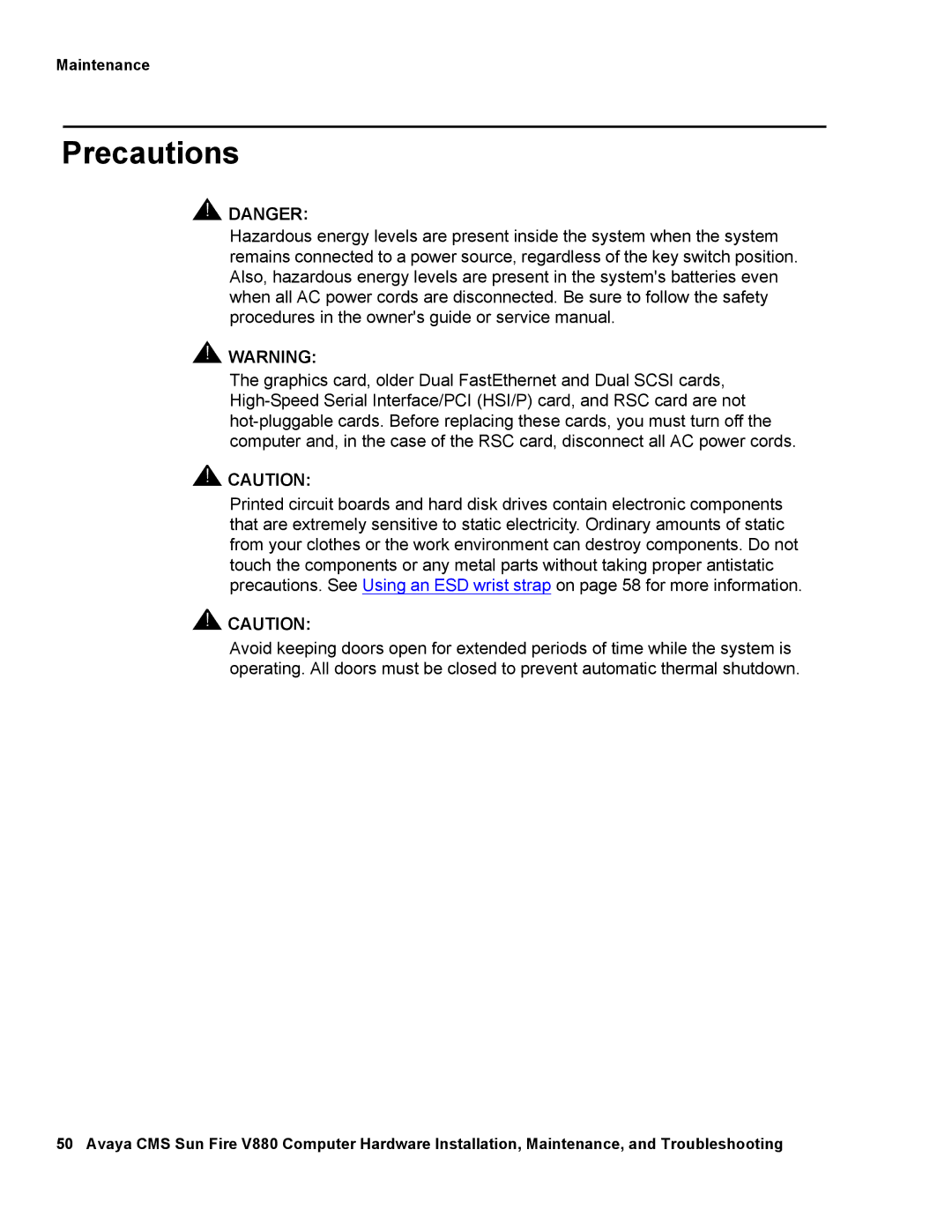 Avaya V880 manual Precautions 