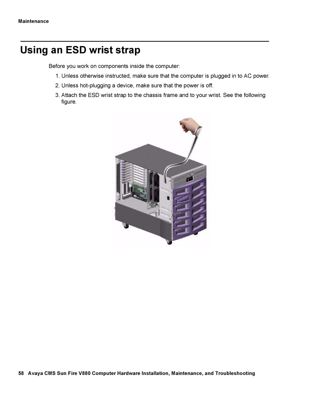 Avaya V880 manual Using an ESD wrist strap 