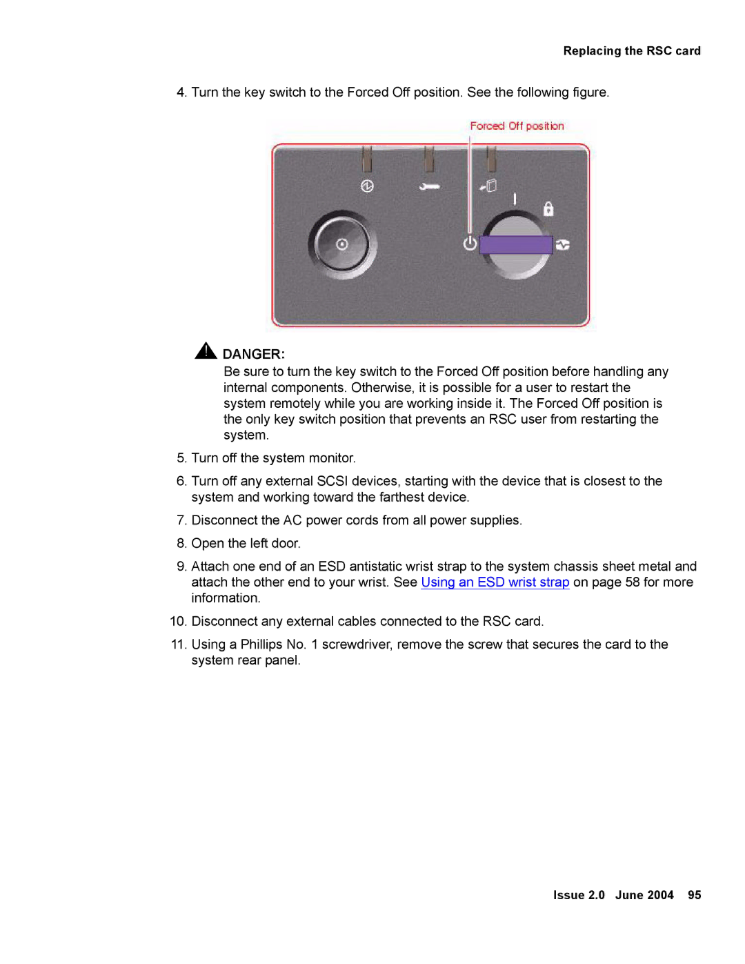 Avaya V880 manual Replacing the RSC card 