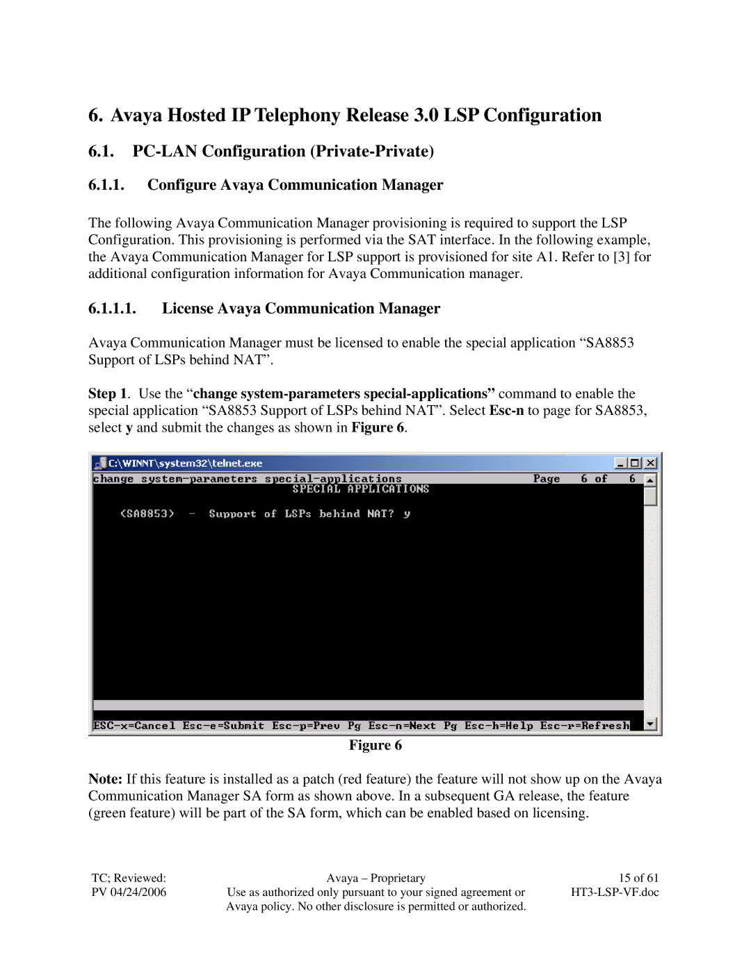 Avaya VF 3000 manual Avaya Hosted IP Telephony Release 3.0 LSP Configuration, PC-LAN Configuration Private-Private 