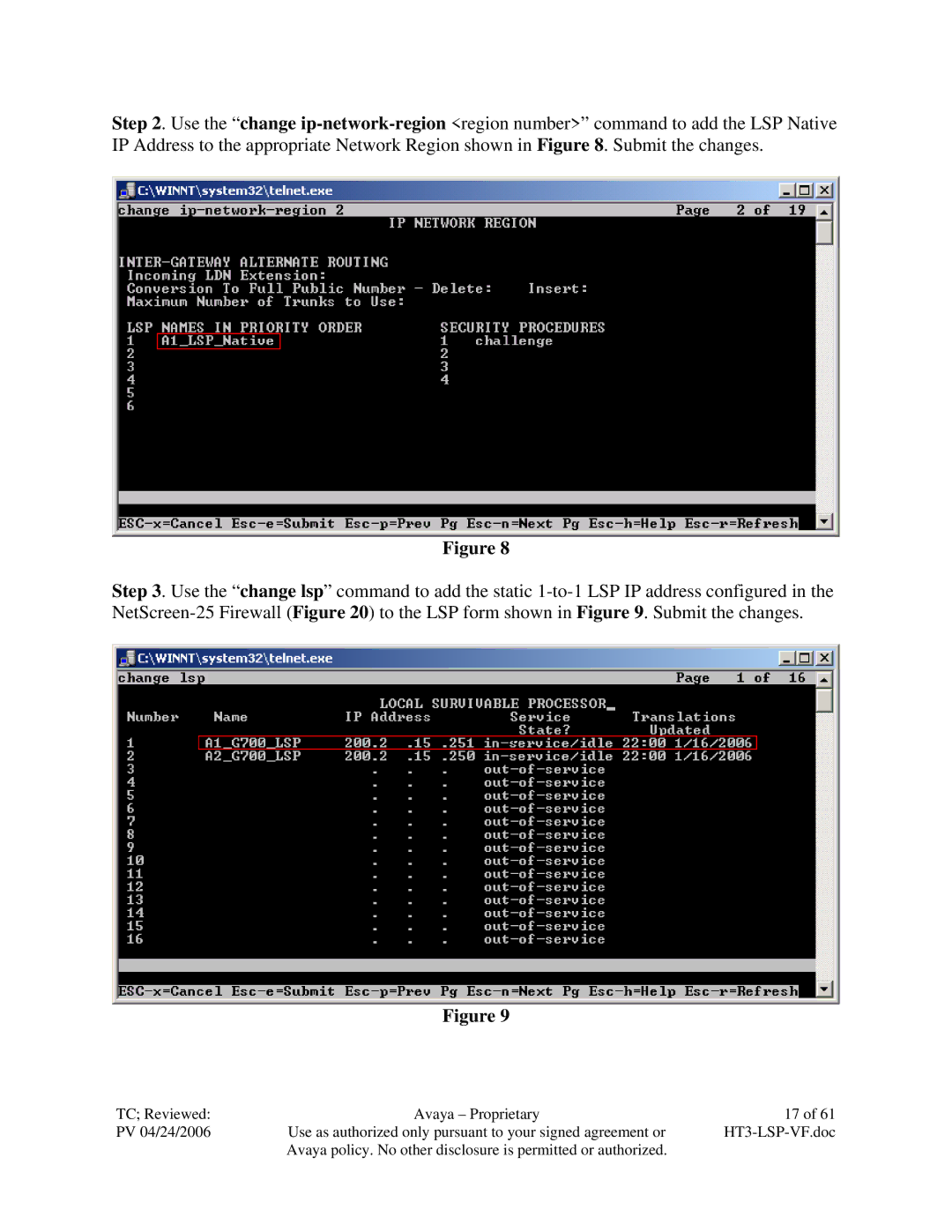 Avaya VF 3000 manual TC Reviewed Avaya Proprietary PV 04/24/2006 