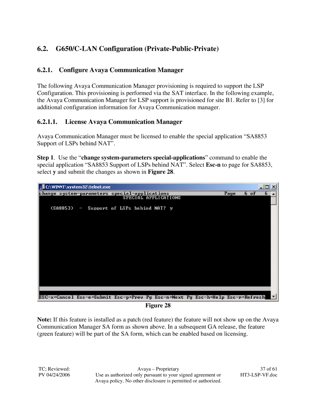 Avaya VF 3000 manual G650/C-LAN Configuration Private-Public-Private 