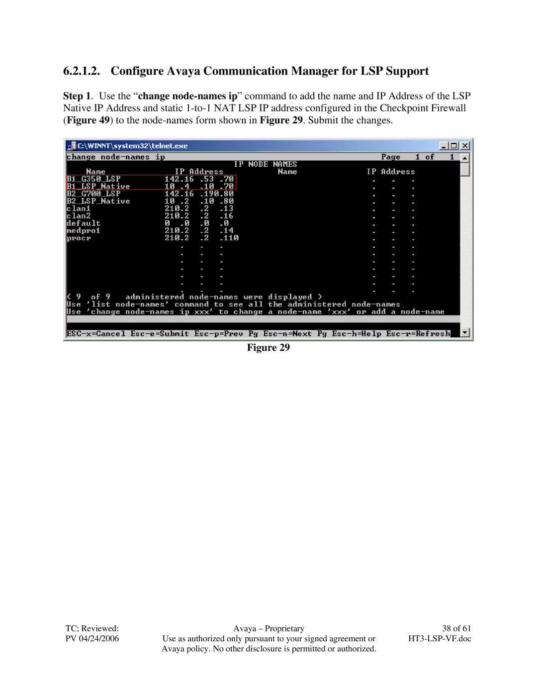 Avaya VF 3000 manual Configure Avaya Communication Manager for LSP Support 