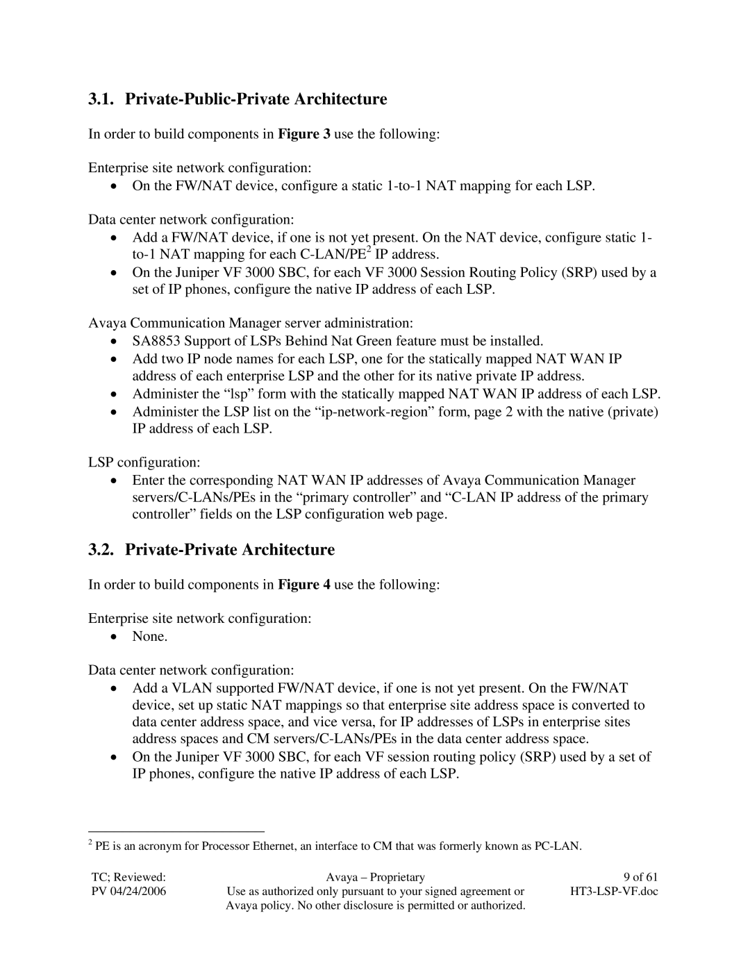 Avaya VF 3000 manual Private-Public-Private Architecture, Private-Private Architecture 