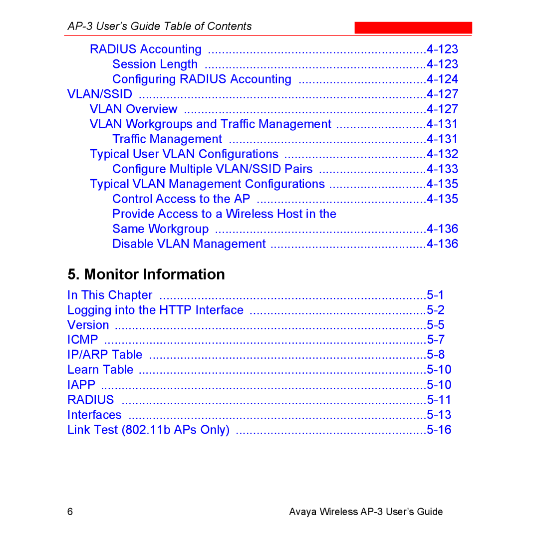 Avaya Wireless AP-3 manual Monitor Information 