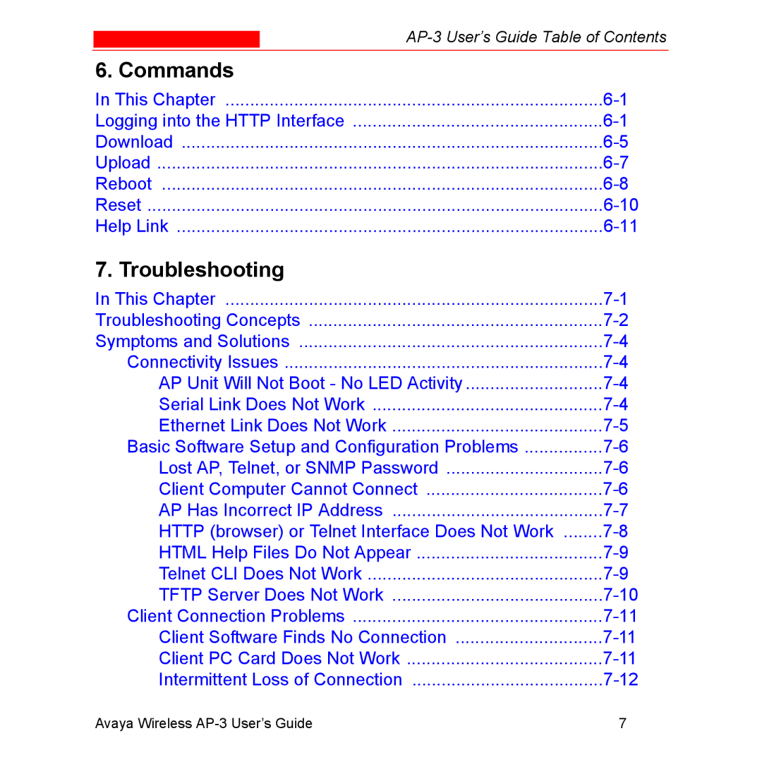 Avaya Wireless AP-3 manual Commands 