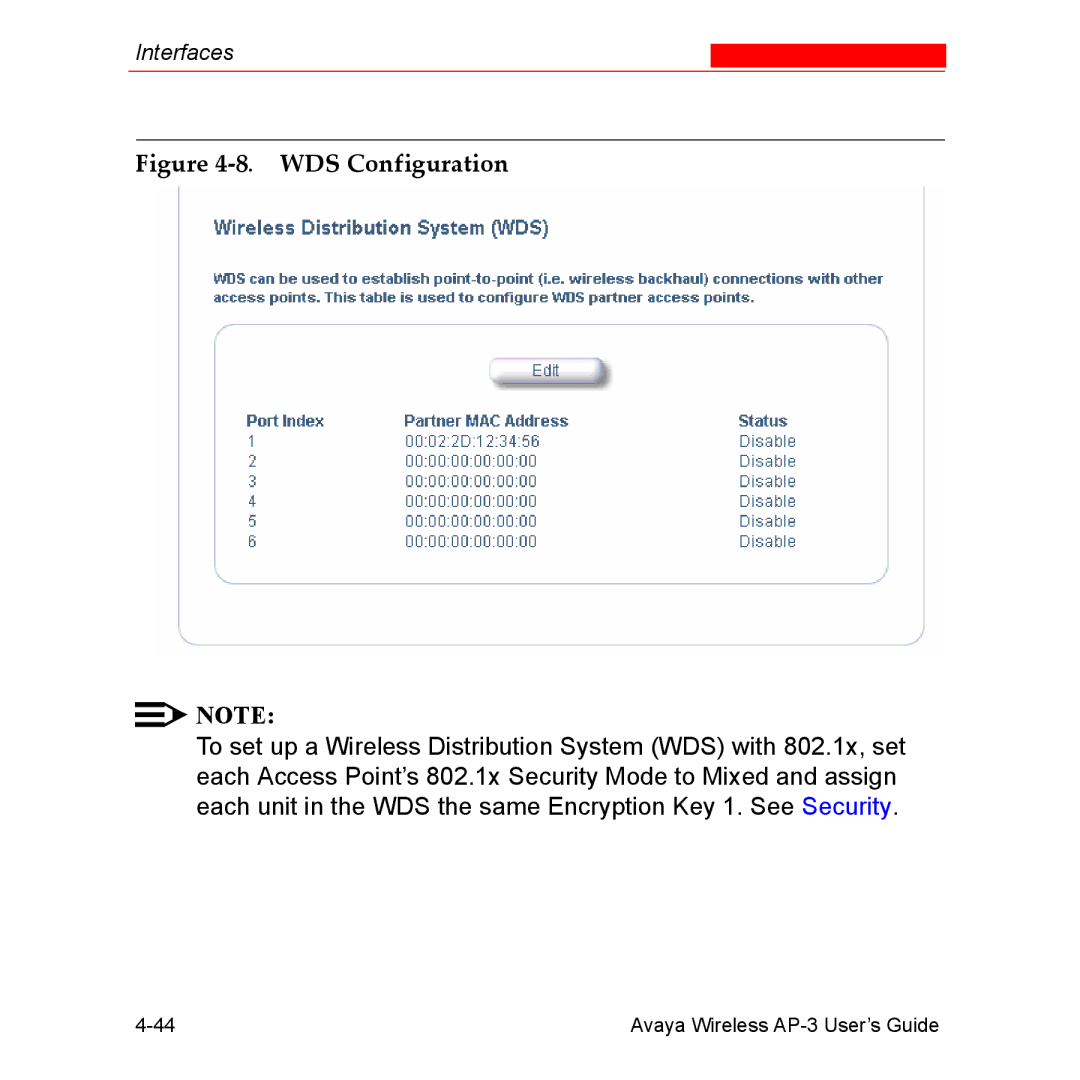 Avaya Wireless AP-3 manual WDS Configuration 