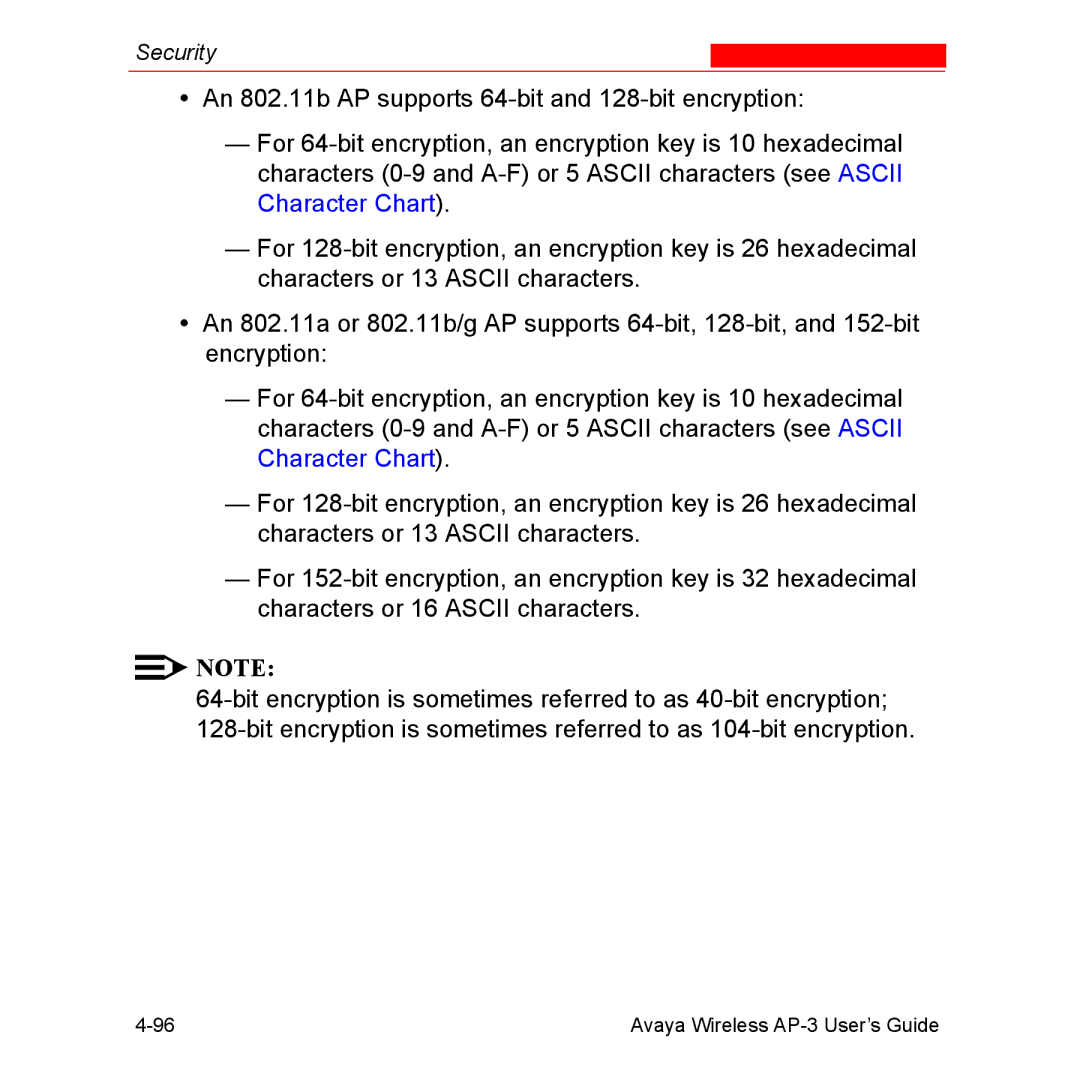 Avaya Wireless AP-3 manual Security 