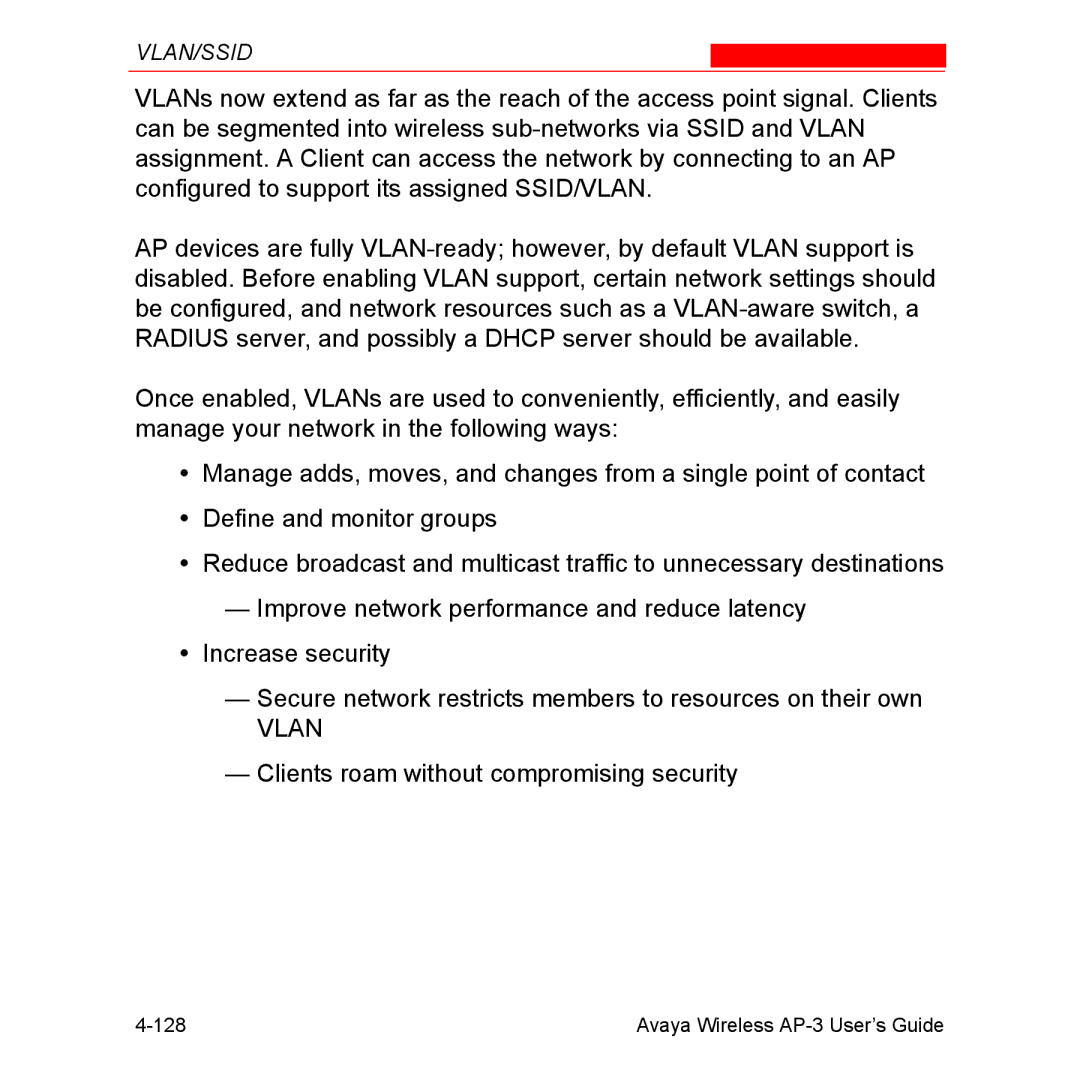 Avaya Wireless AP-3 manual Vlan 