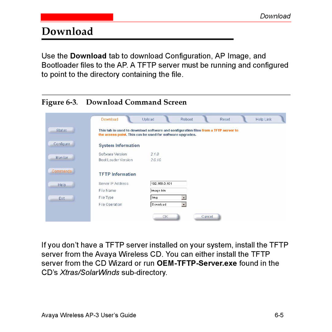 Avaya Wireless AP-3 manual Download Command Screen 