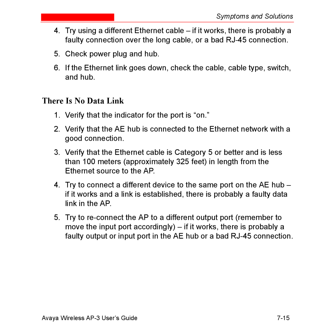 Avaya Wireless AP-3 manual There Is No Data Link 