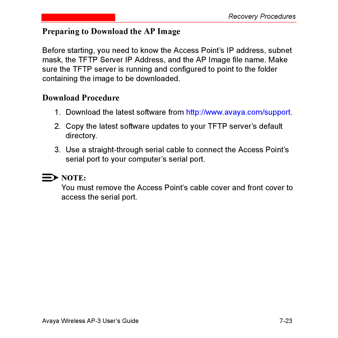 Avaya Wireless AP-3 manual Preparing to Download the AP Image 