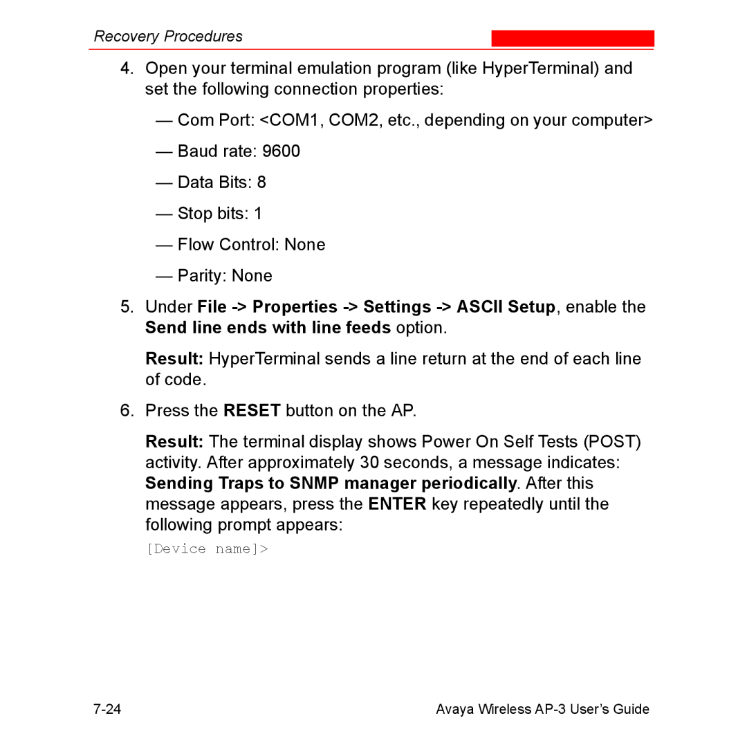 Avaya Wireless AP-3 manual Device name 