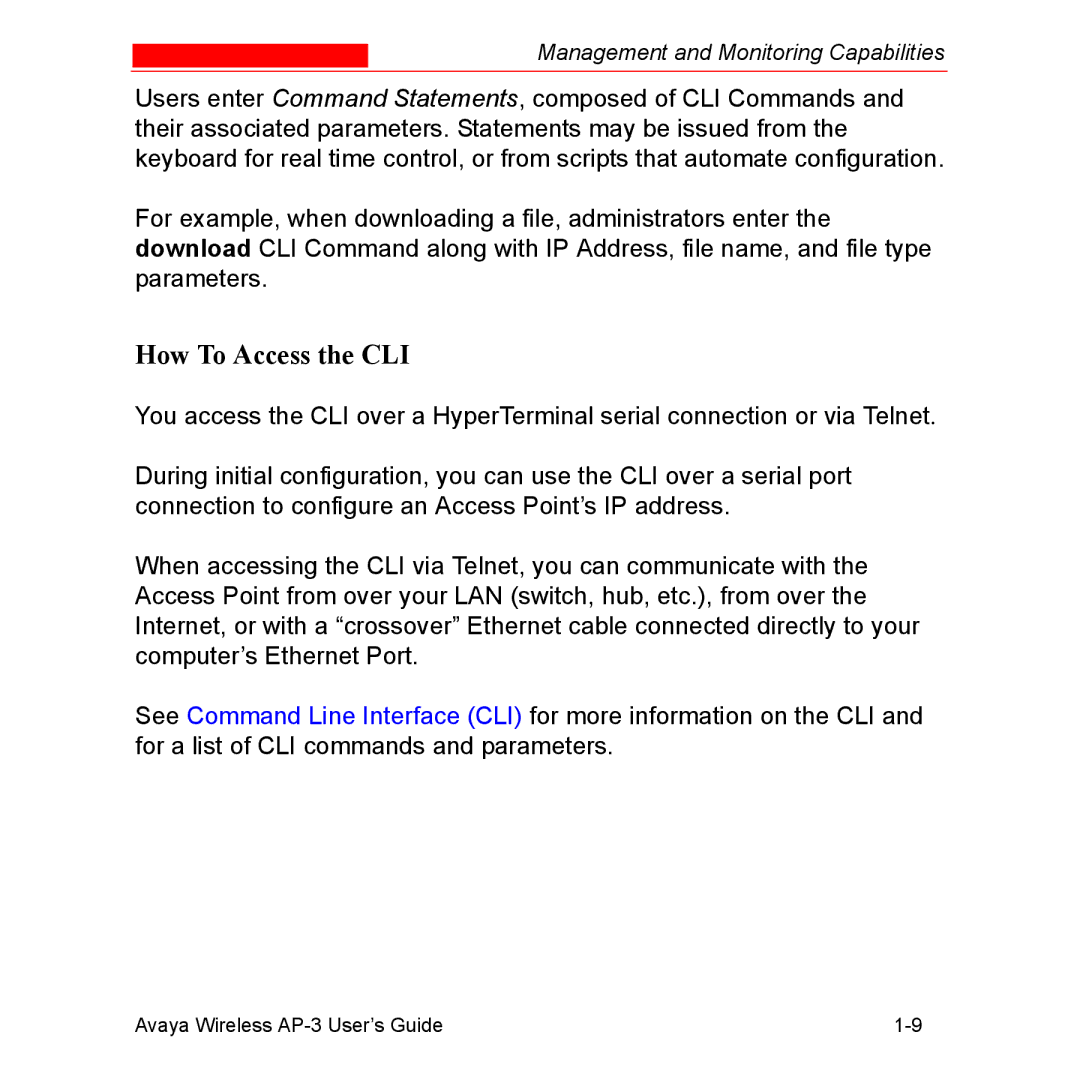 Avaya Wireless AP-3 manual How To Access the CLI 