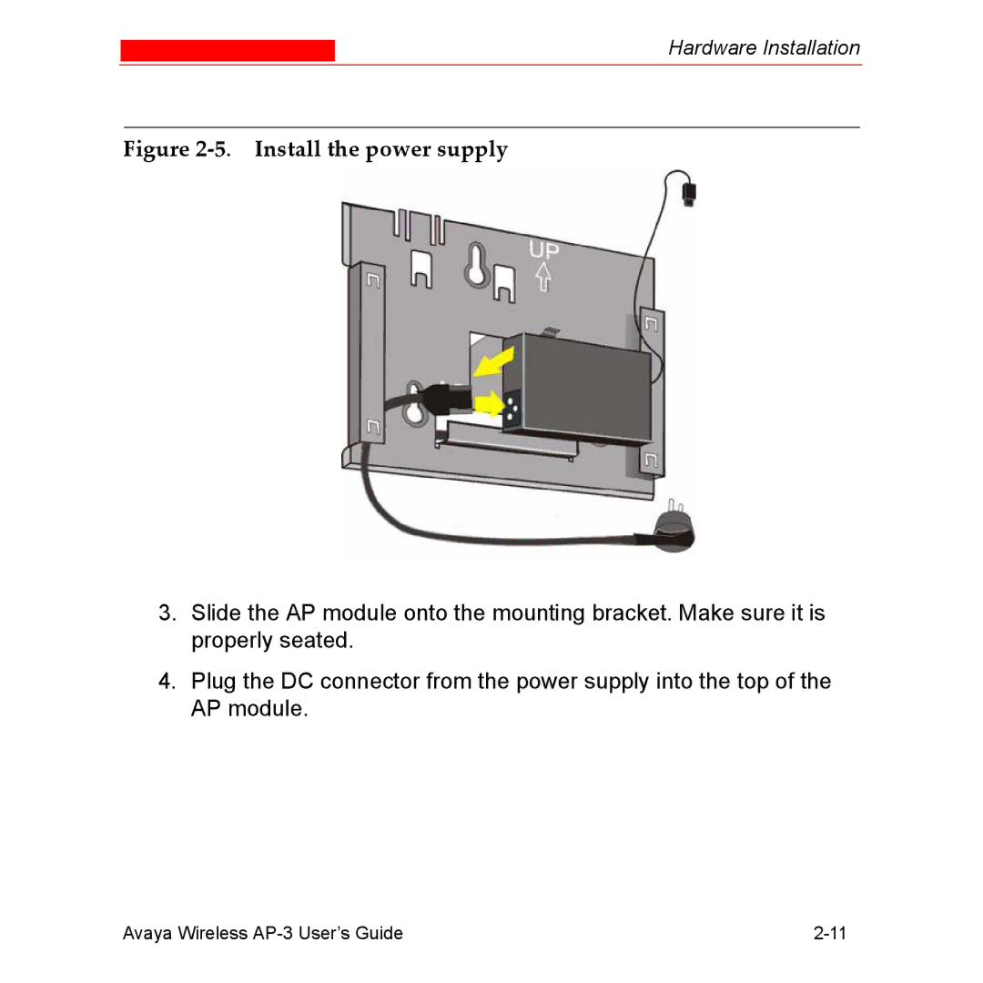 Avaya Wireless AP-3 manual Install the power supply 