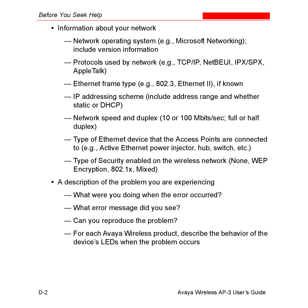 Avaya Wireless AP-3 manual Before You Seek Help 