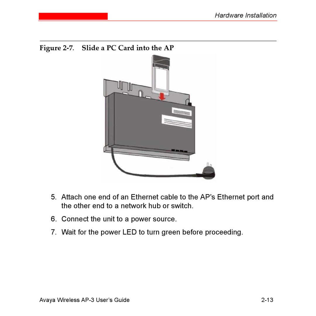 Avaya Wireless AP-3 manual Slide a PC Card into the AP 