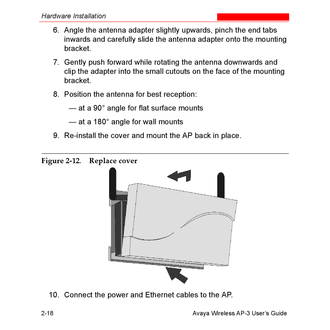 Avaya Wireless AP-3 manual Replace cover 