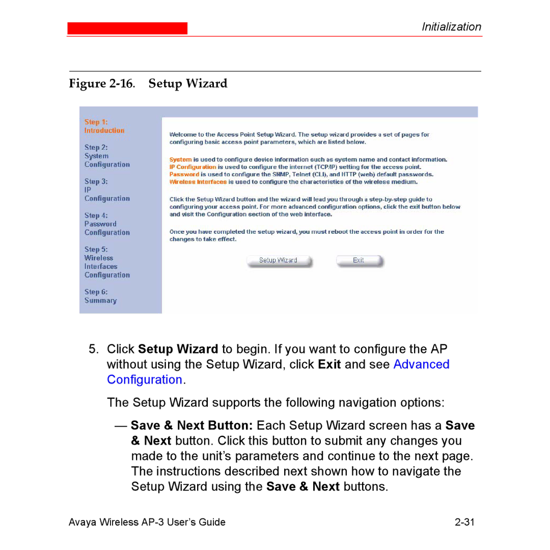 Avaya Wireless AP-3 manual Setup Wizard 