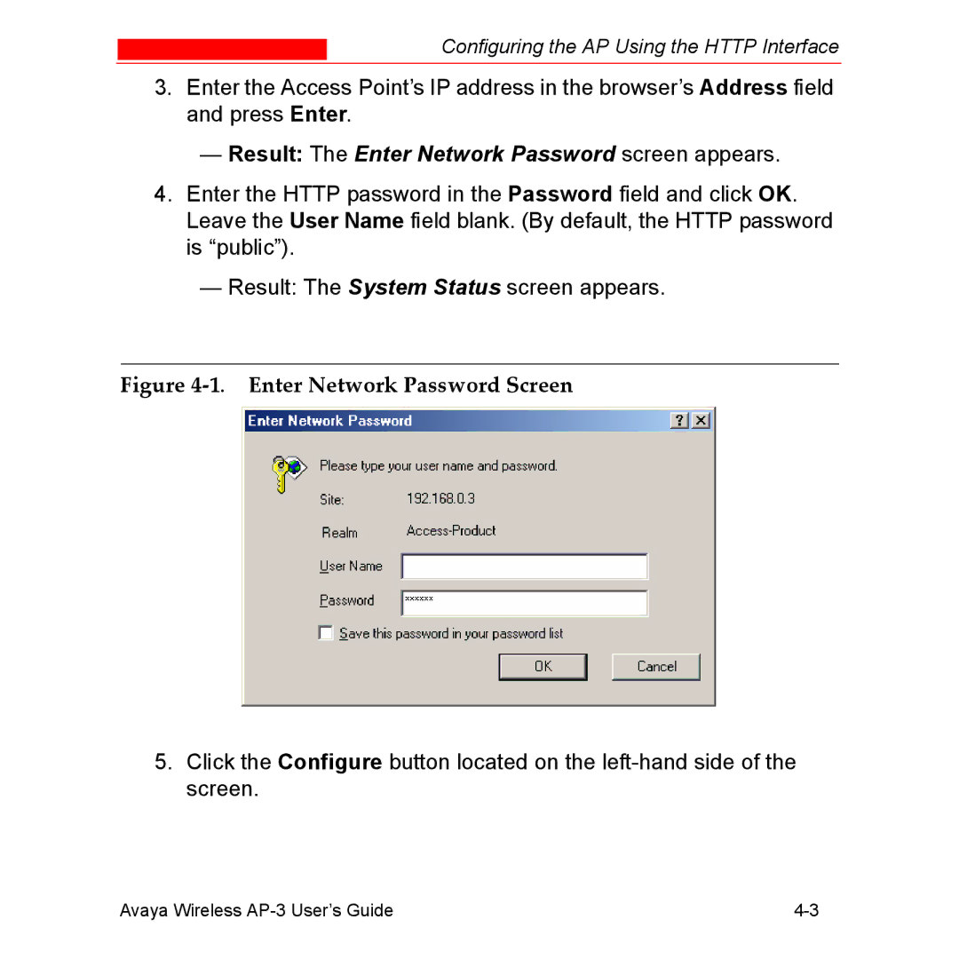 Avaya Wireless AP-3 manual Enter Network Password Screen 