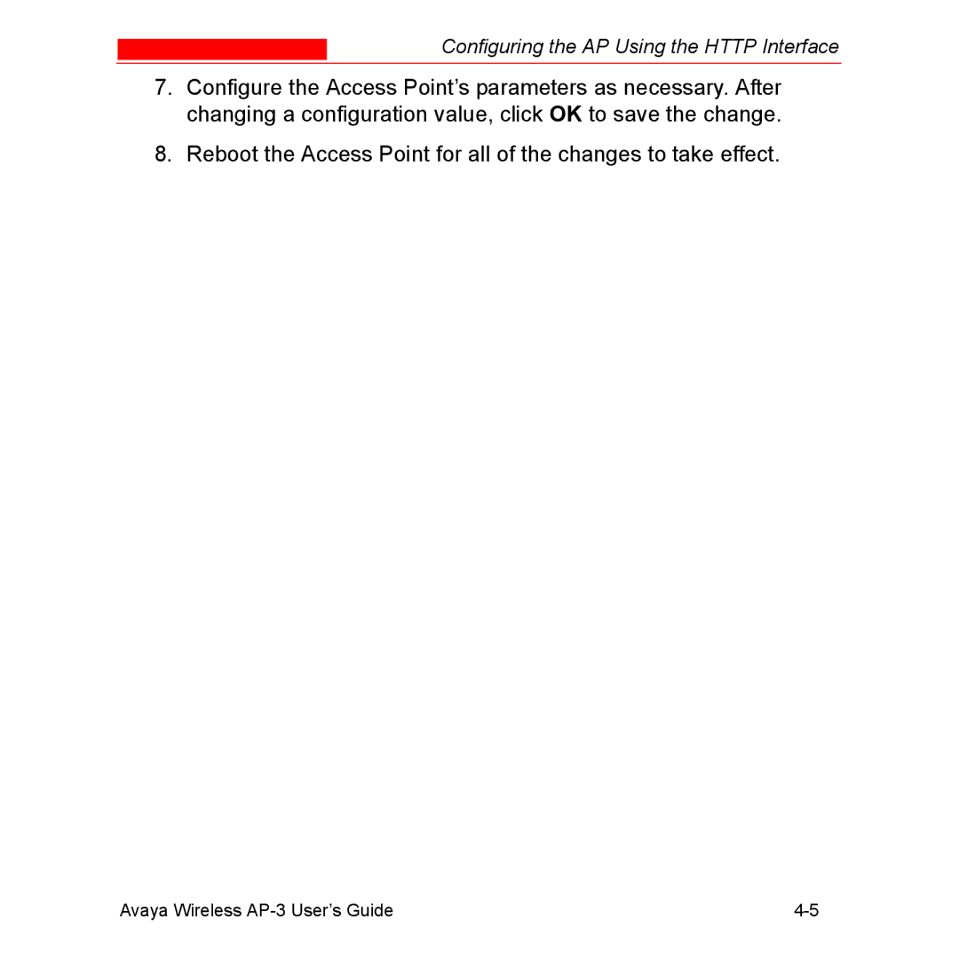 Avaya Wireless AP-3 manual Configuring the AP Using the Http Interface 