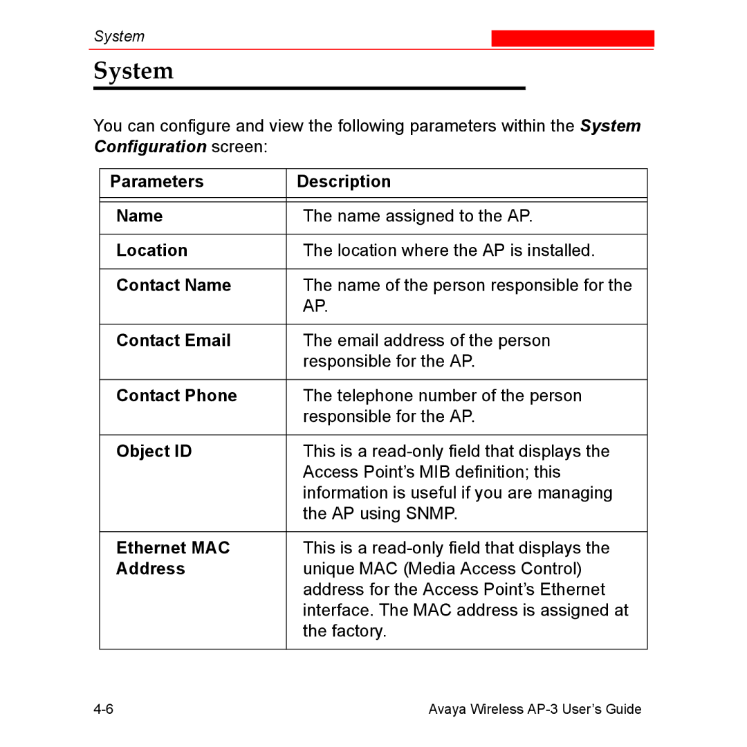 Avaya Wireless AP-3 manual System 