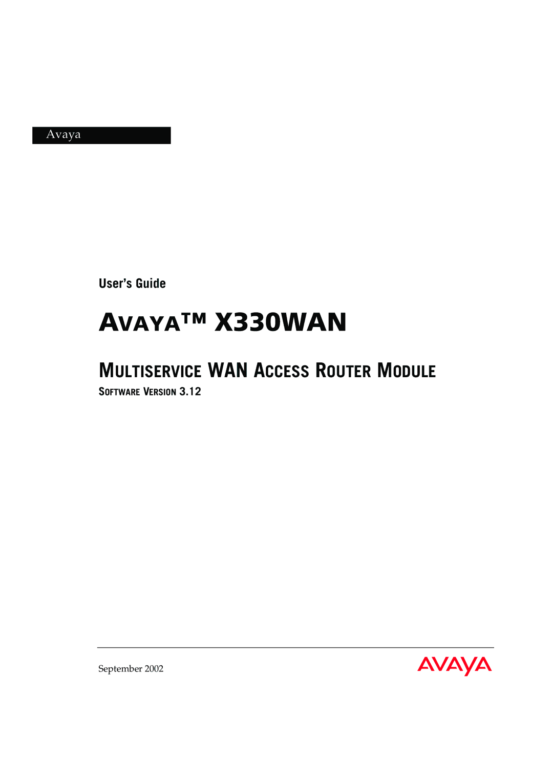 Avaya manual Avaya X330WAN 