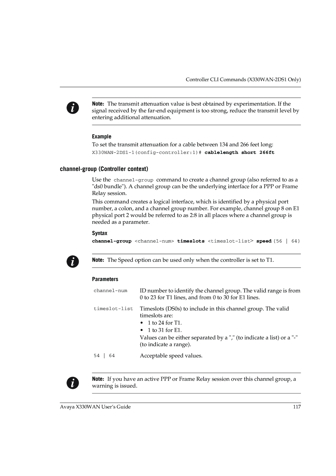 Avaya X330WAN manual Channel-group Controller context 