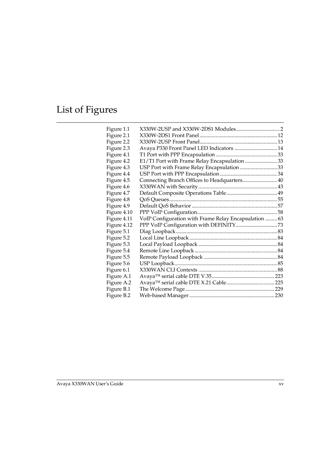 Avaya X330WAN manual List of Figures 