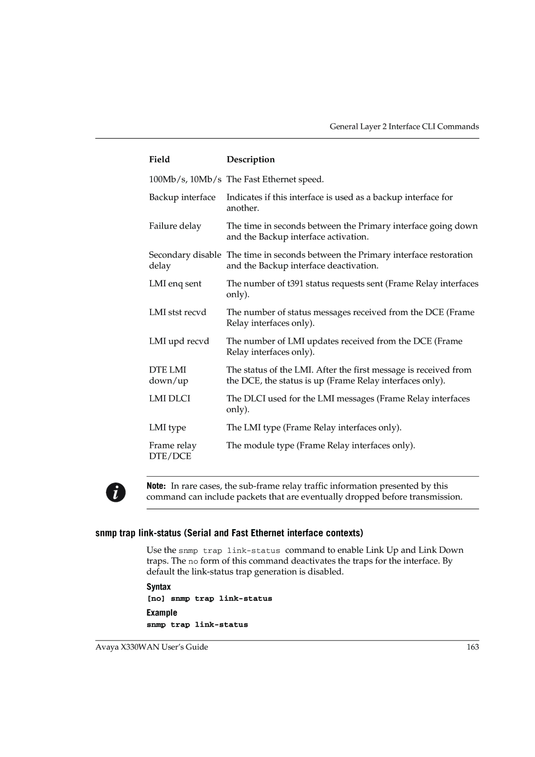 Avaya X330WAN manual No snmp trap link-status, Snmp trap link-status 