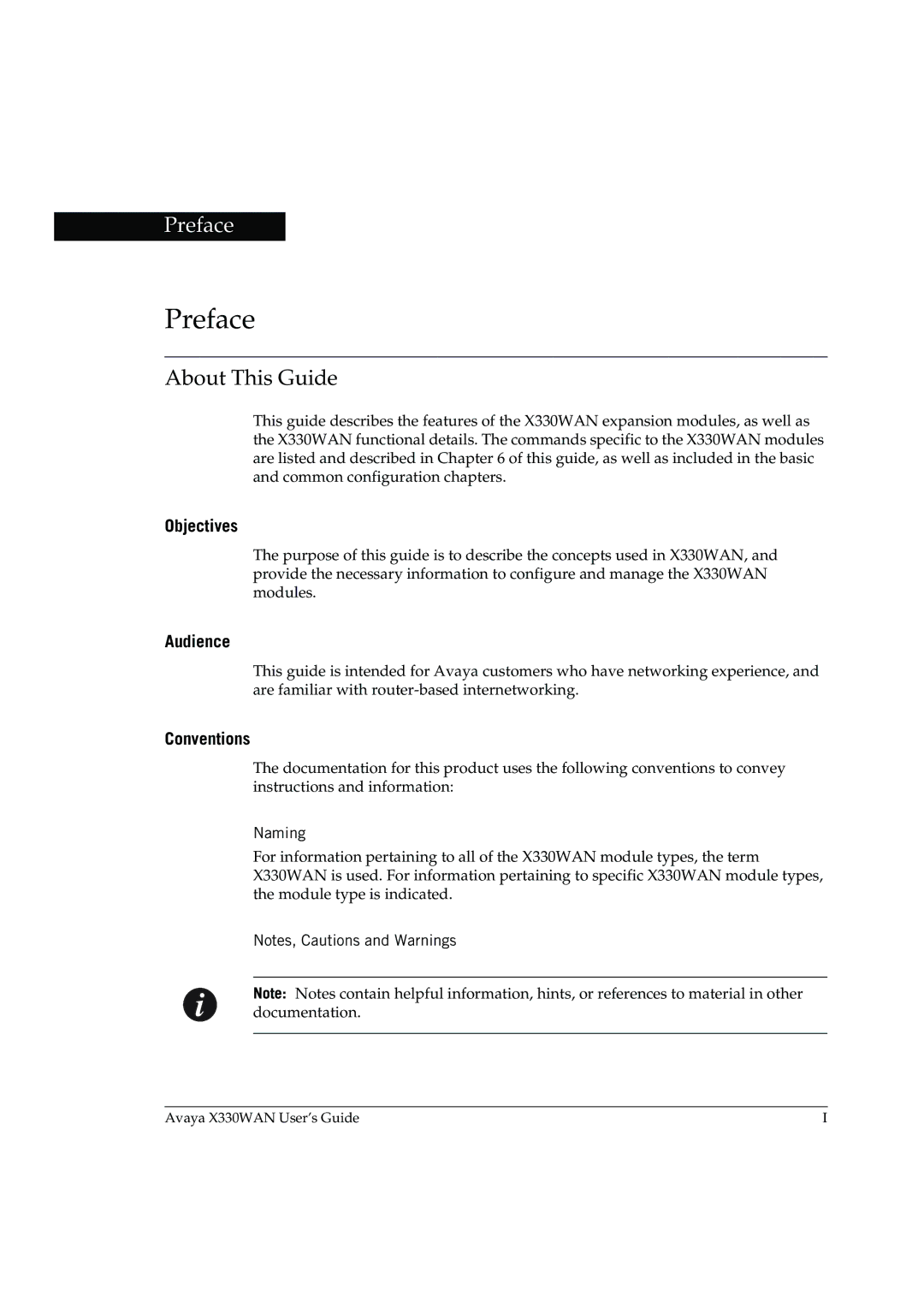 Avaya X330WAN manual About This Guide, Objectives, Audience, Conventions 