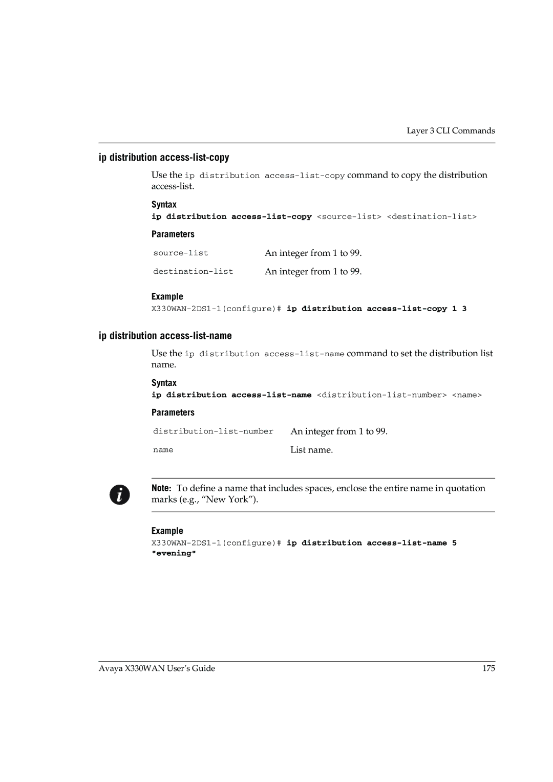 Avaya X330WAN manual Ip distribution access-list-copy, Ip distribution access-list-name 