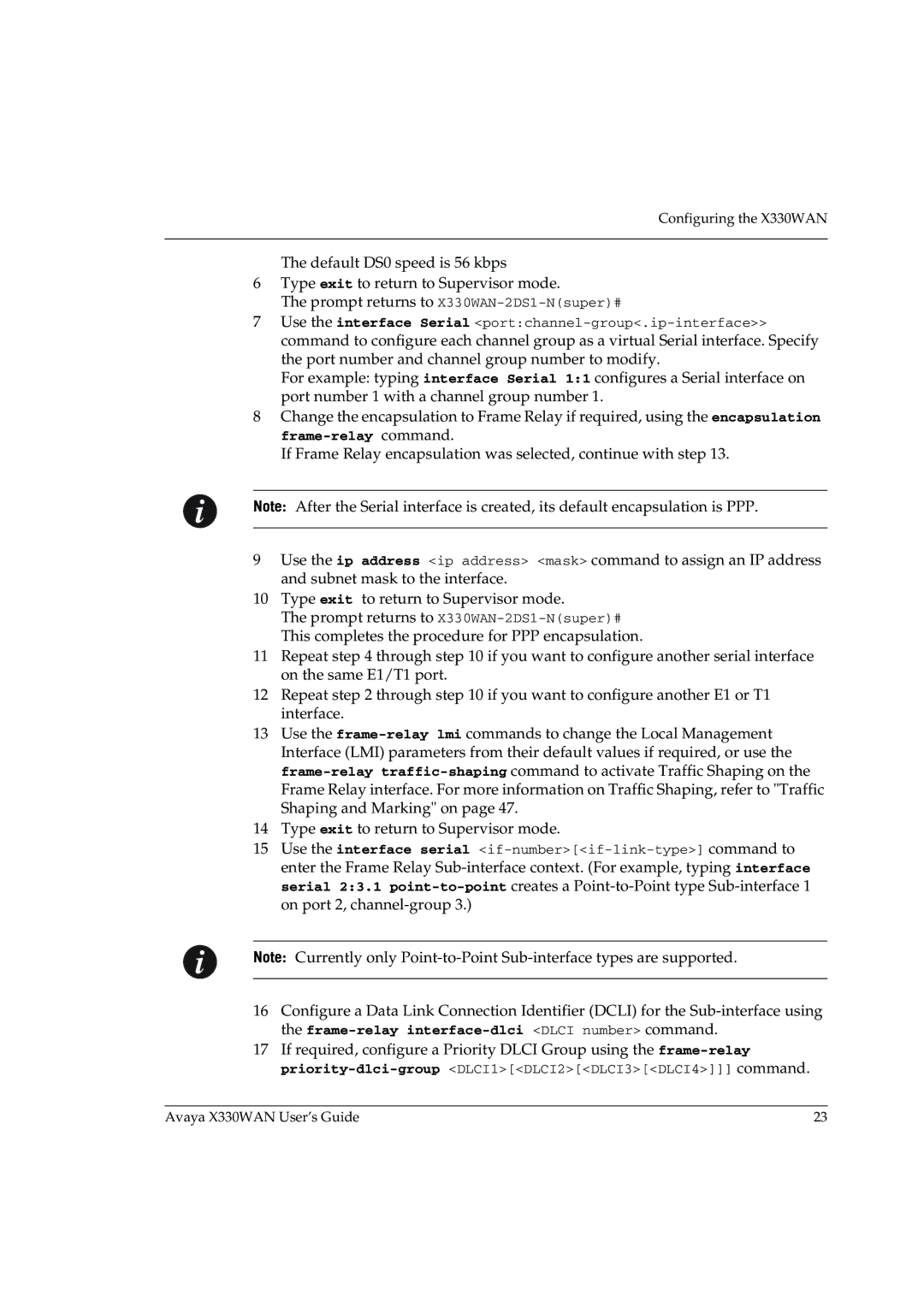 Avaya manual Configuring the X330WAN 