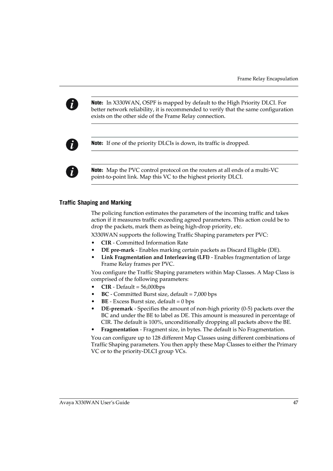 Avaya X330WAN manual Traffic Shaping and Marking 