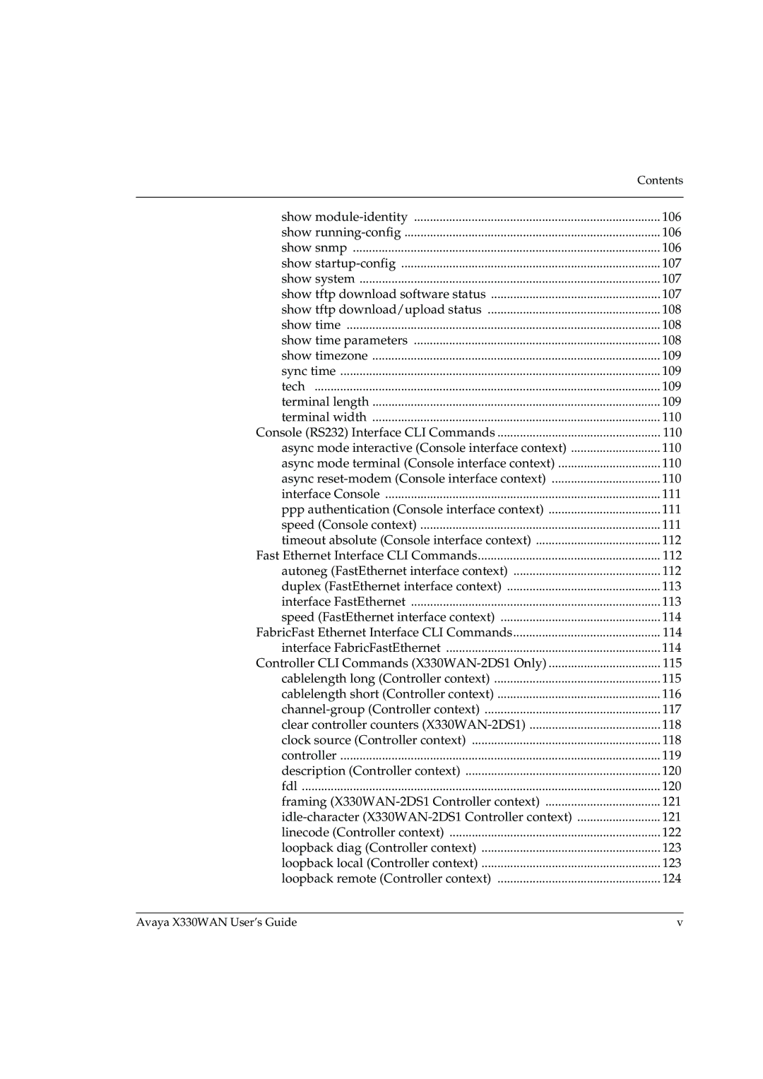 Avaya X330WAN manual Contents 